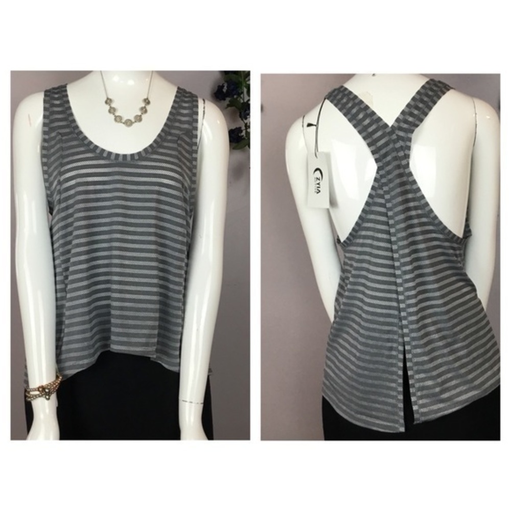 NWT ZYIA Gray Nimbus Split Back Tank Top Medium